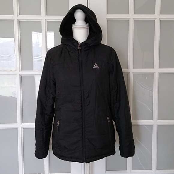 Reebok Faux Fur Reversible Black Jacket - Picture 3 of 16